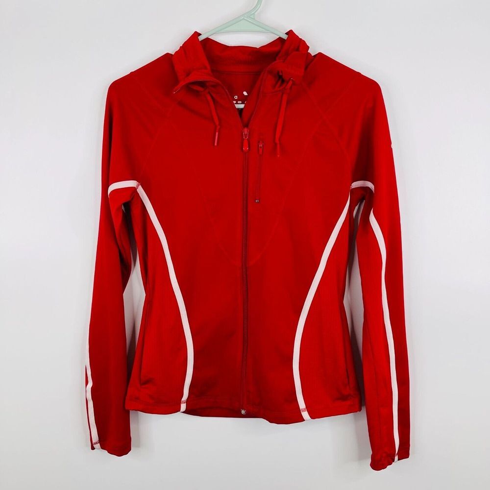 Adidas Girls‎ Jacket Size YL Long Sleeve Full Zip Cardinal Red Athletic Fitted